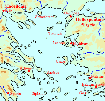 Map of the naval campaign of Pharnabazus III