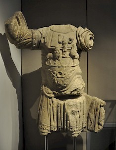 Statue of a Roman commander with a picture of Jupiter Heliopolitanus on his armor. Museum Carnuntinum, Bad Deutsch-Altenburg (Austria)