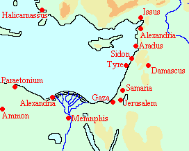 Map of Alexander's Levantine Campaign