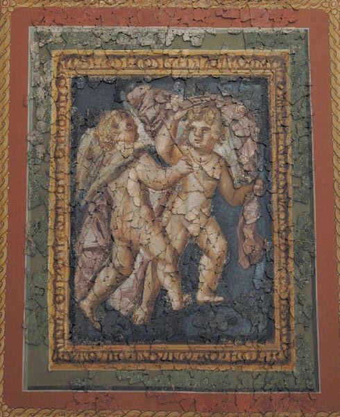 Trier, Fausta's fresco 2B: Erotes with drapery