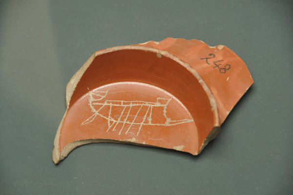 Vechten, Samian ware with graffito of a ship