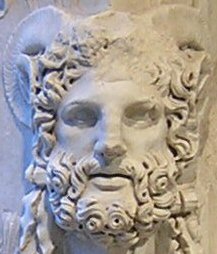 Jupiter Ammon. Detail of the Aufidius altar, found in the Via Flaminia, Rome. Cripta di Balbo, Rome (Italy)