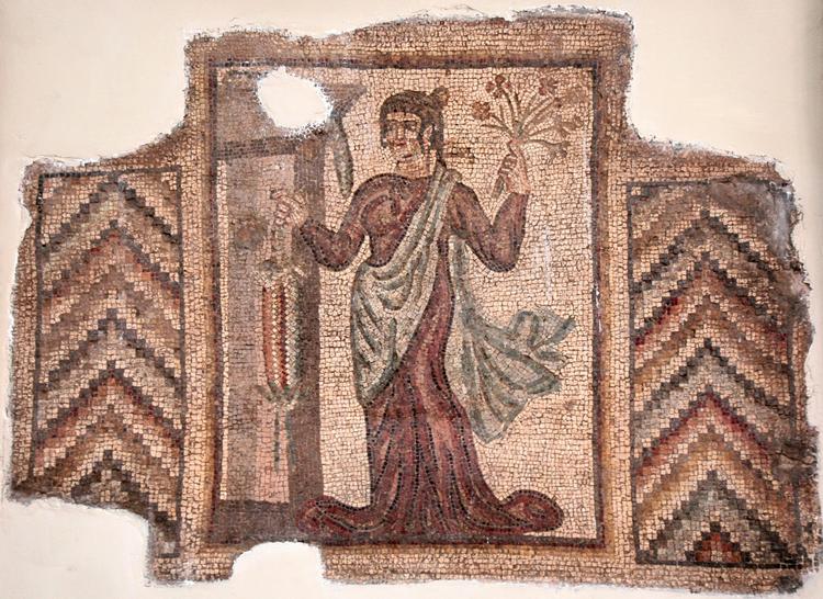 Bishapur, Palace, Mosaic of a lady with flowers