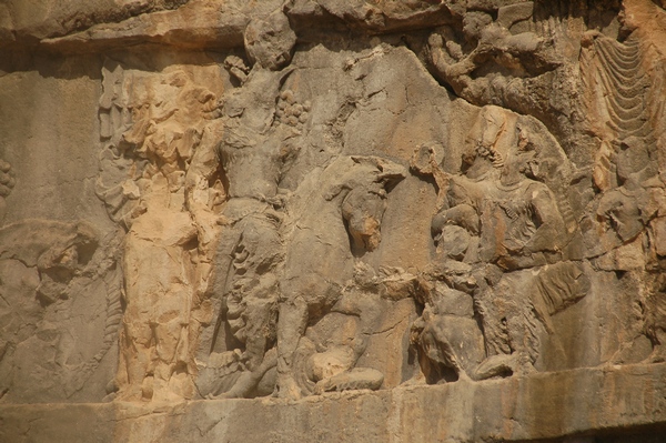 Bishapur, Relief 3, Central scene: Shapur, Gordian, Philip, Valerian, courtiers