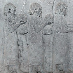 Ancient Relief of Bactrians Tribute Bearers With Lotus Border Persepolis Apadana FG290 - thumbnail 12 ionians 1 - Ancient Relief of Bactrians Tribute Bearers With Lotus Border Persepolis Apadana FG290