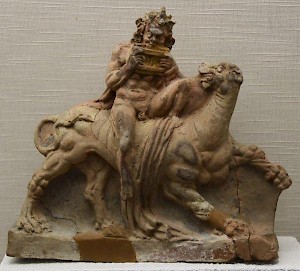 A satyr on a panther (or a bull?)