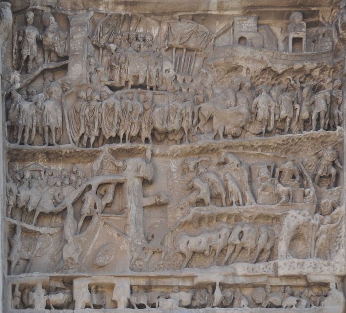 Rome, Forum Romanum, Arch of Severus, Damaged relief west right: Capture of Ctesiphon