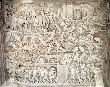 Rome, Forum Romanum, Arch of Severus, Relief east left, model: Fight for Nisibis
