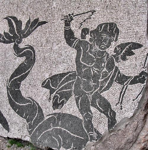 Rome, Baths of Caracalla, Aquatic mosaic (1)