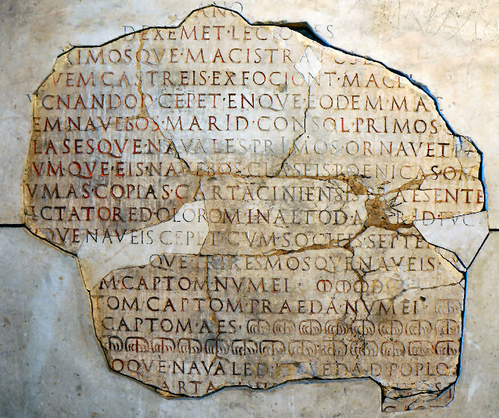 Rome, Forum Romanum, Rostra, Columna rostrata, Inscription