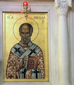 St Nicholas on an icon in the church of St Demetrius, Thessaloniki