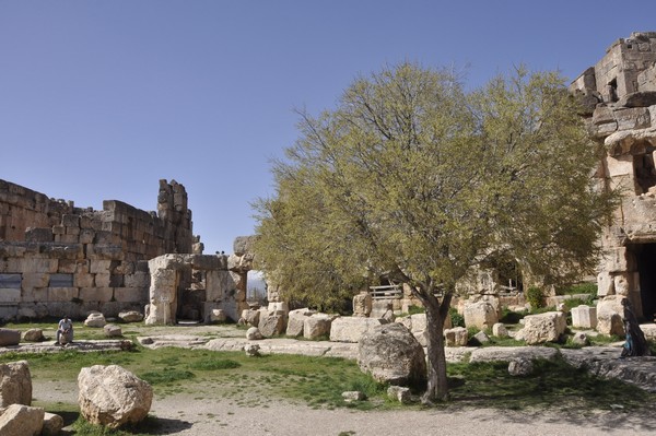 Baalbek, Temple of Jupiter, Panorama of the Hexagonal Court (3)