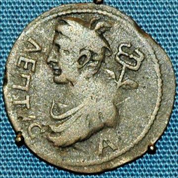 Eshmun/Asclepius on a coin of Lepcis