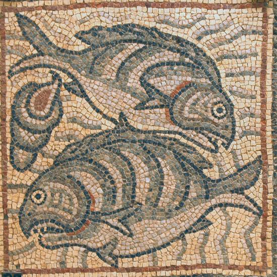 Qasr Libya, mosaic 1.06.a (Fish)