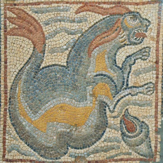 Qasr Libya, mosaic 1.10.b (Amphibious monster)