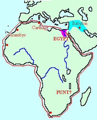 Map of the first circumnavigation of Africa