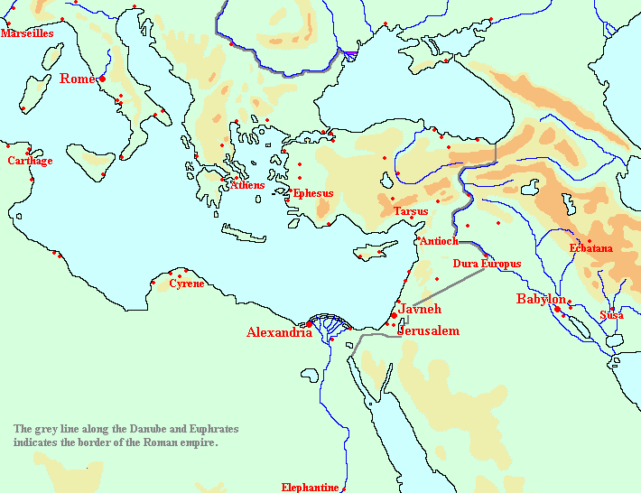 Map of the main centers of the Jewish Diaspora