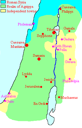Map of the kingdom of Herod Agrippa I