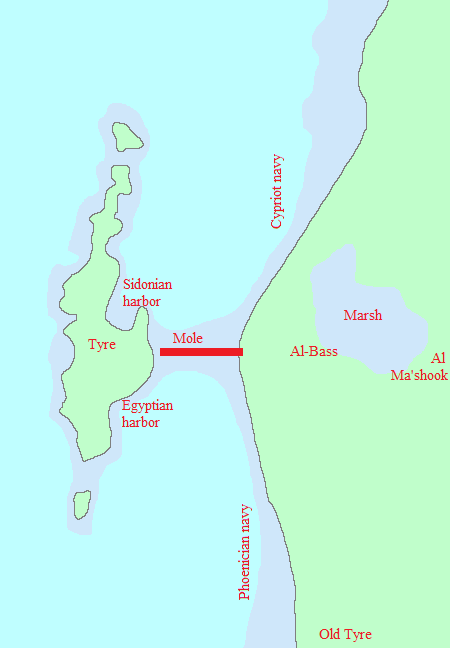 Map of the siege of Tyre