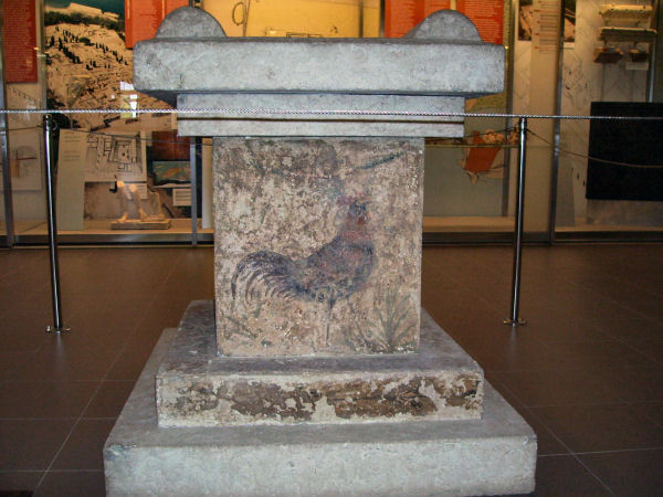 Emporiae, House 2B, altar with themes from the cult of Asclepius (1)