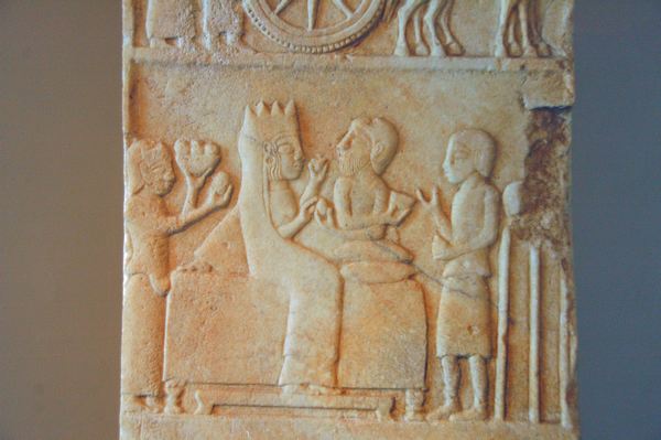 Dascylium, Short funerary stele: chariot: dinner scene