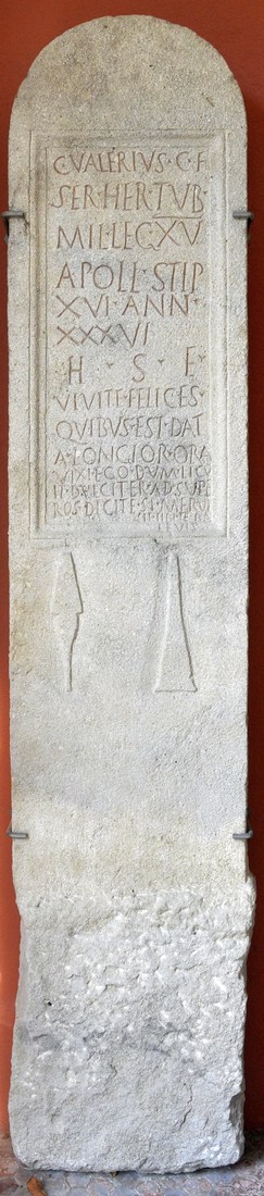 Carnuntum, Tombstone of Valerius, trumpeter of XV Apollinaris