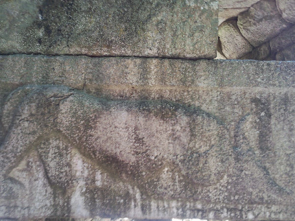 Buthrotum, Lion Gate, Archaic relief of a lion devouring a cow's head