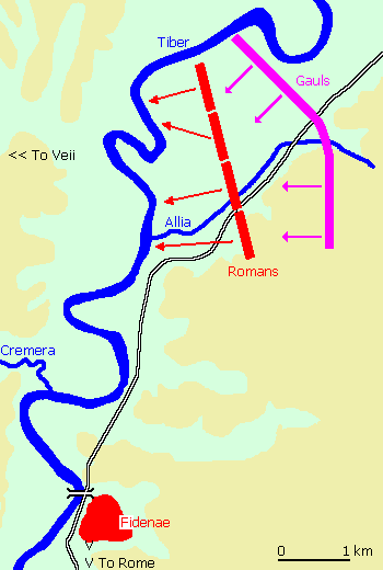 Map of the battle of the Allia