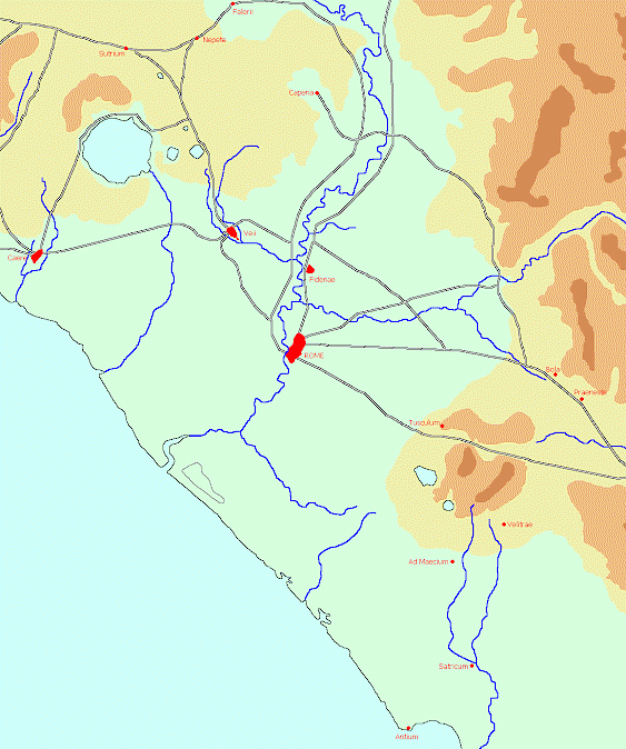 Map of Latium in the age of the early republic