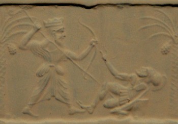An Achaemenid king killing a Greek hoplite