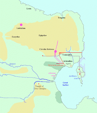 Map of the siege of Syracuse, stage 2
