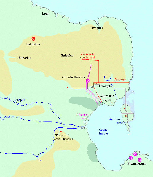 Map of the siege of Syracuse, stage 3