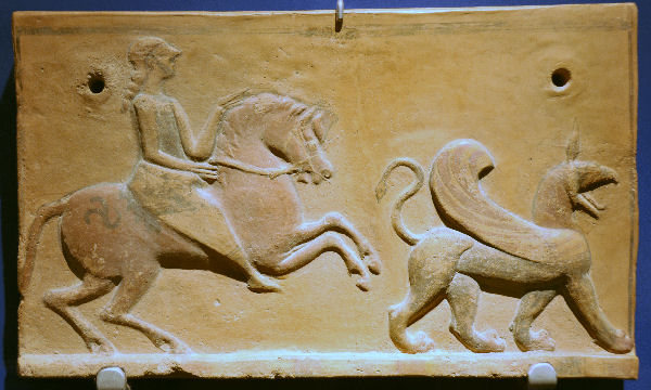 Düver, Phrygo-Achaemenid antefix with horseman and griffin