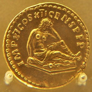 Coin by Domitian, announcing the conquest of Germania