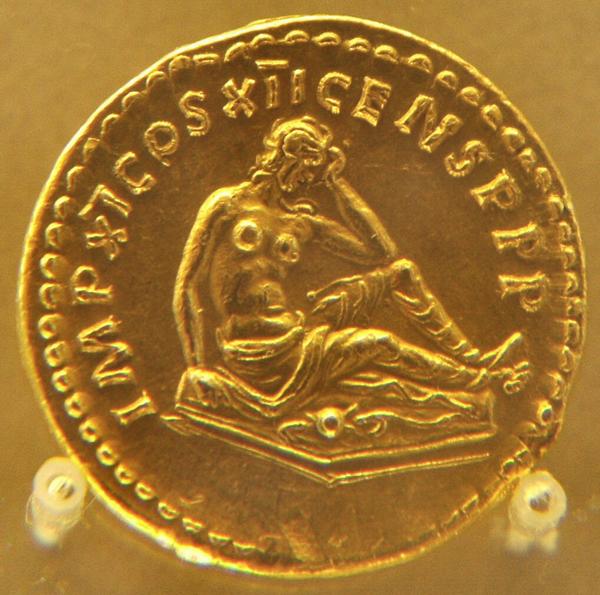 Coin by Domitian, announcing the conquest of Germania