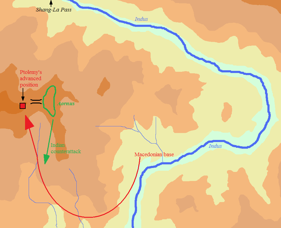 Map of the siege of Aornus