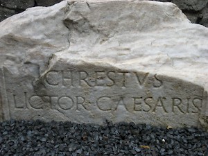 Mausoleum of Caecilia Metella: tombstone of a lictor named Chrestus