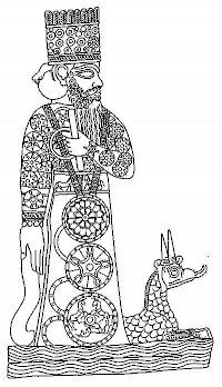 Marduk and his snake dragon (from J. Black & A. Green, Gods, demons and symbols ofancient Mesopotamia,1992)