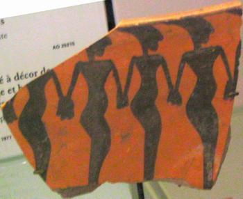 Rhagae, Dancers on a piece of pottery