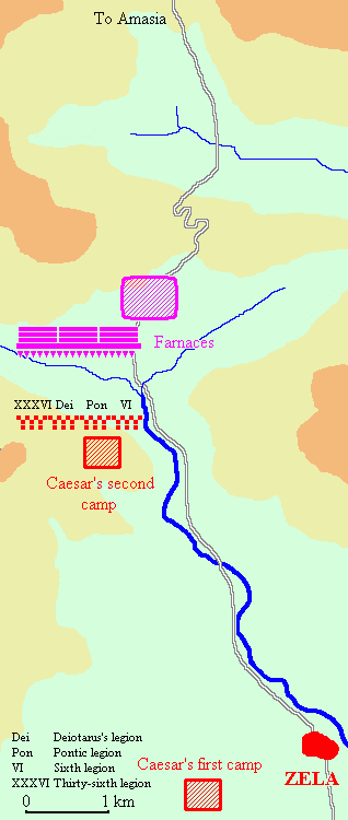 Map of the battle of Zela
