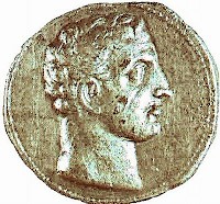 Melqart (Héracles) on a coin of Hannibal