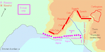 Map of the battle at the Trasimene Lake