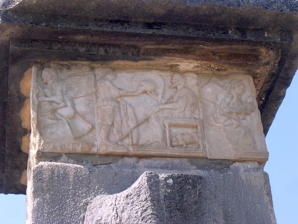 Xanthus, Agora, Harpy tomb, Relief of the harpies and a warrior (cast)