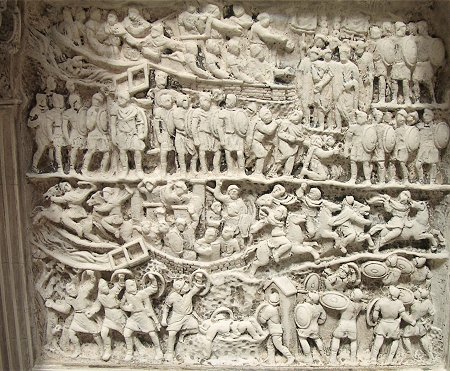 Rome, Forum Romanum, Arch of Severus, Relief west left, model: Surrender of Seleucia