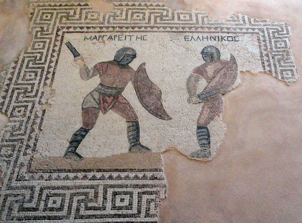Kourion, House of the Gladiators, mosaic with gladiators