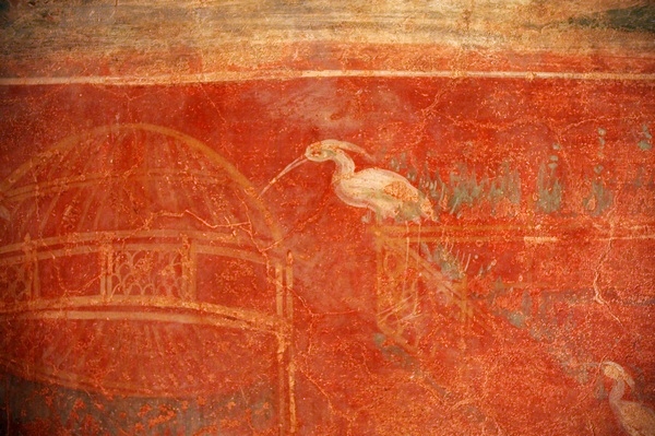 Villa Selene, Atrium, wall painting birds (2)