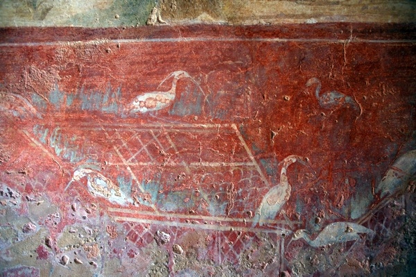 Villa Selene, Atrium, wall painting birds (3)