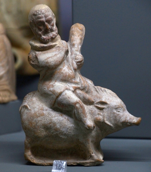 Cyprus, Hellenistic figurine of Heracles riding a pig