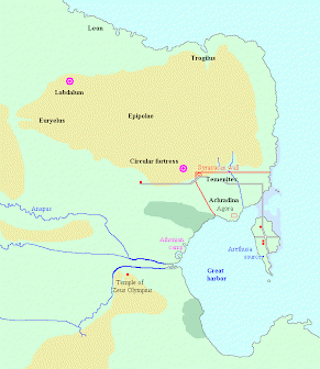 Map of the siege of Syracuse, stage 1