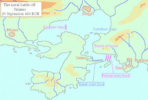 Map of the naval battle of Salamis (480 BCE)